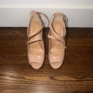 Elegant Nude Peep-Toe Heels